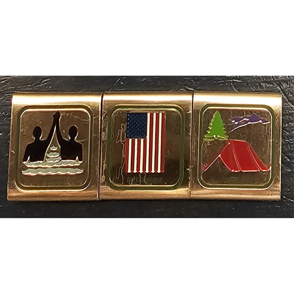 Lot of 3 Boy Scout Metal Belt Loops Camping Citizenship Swimming Achievements